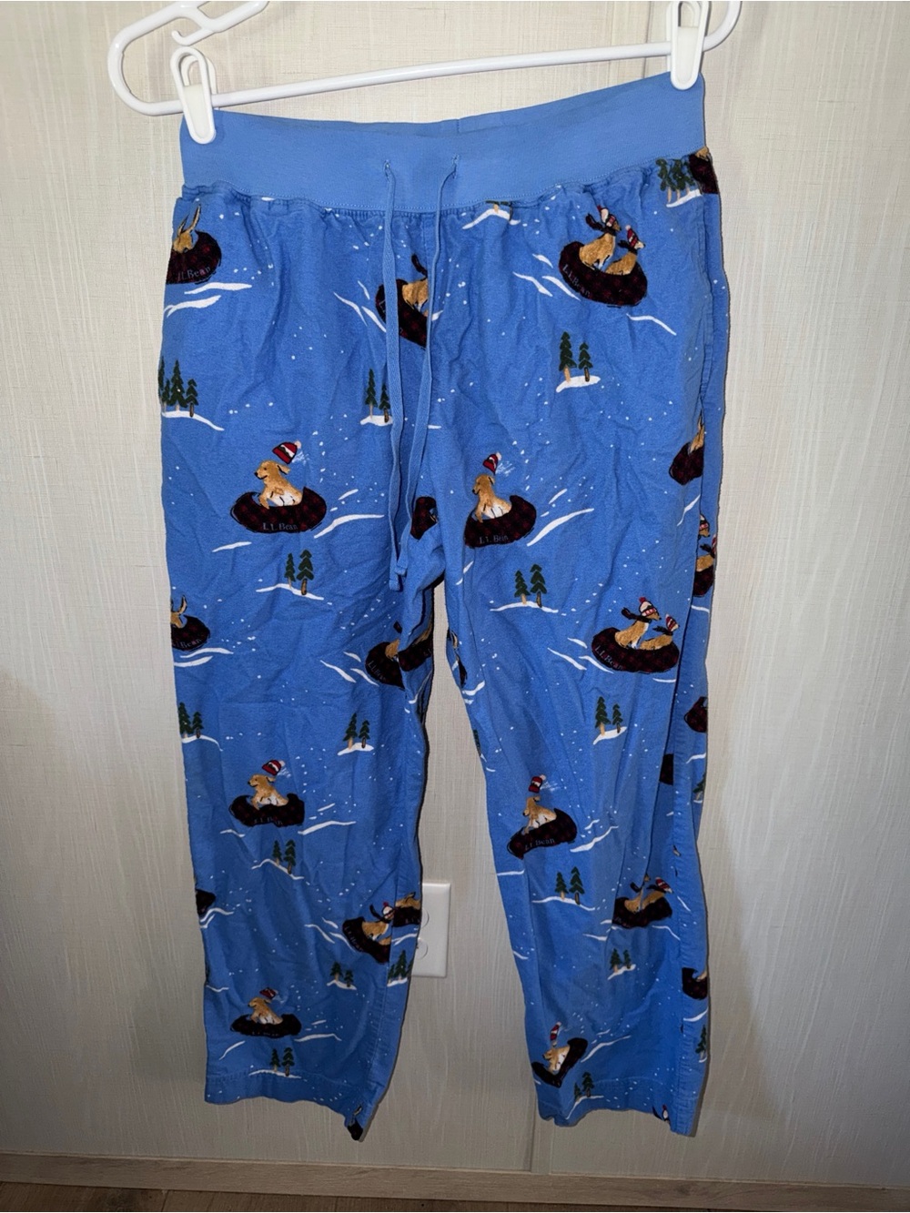 L.L. Bean Blue Holiday Dog Print Pajama Lounge Pants